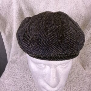 VTG DPC Hat Mens Medium Newsboy Herringbone Wool Flat Driver Cap Snap